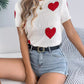 Heart Pattern Short Sleeve Knit Top - MegaSuperStar