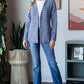 Heimish Houndstooth Blazer - Full Size Tweed Open Front Style - MegaSuperStar
