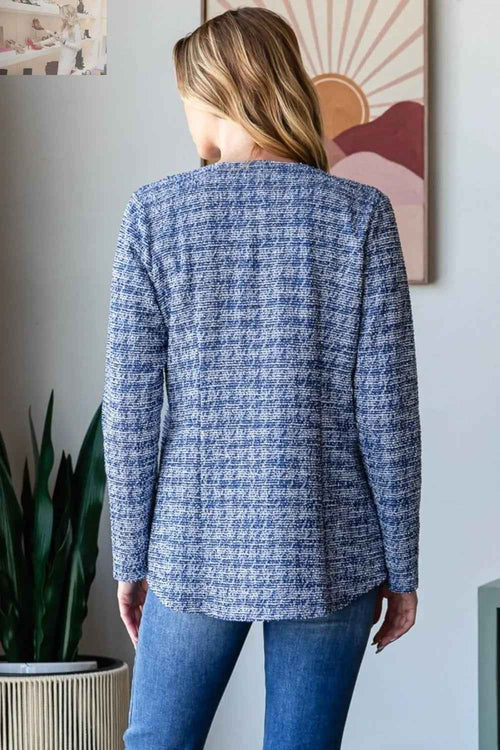 Customer styling 💕 Heimish Houndstooth Blazer - Full Size Tweed Open Front Style 💕