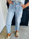 High Rise Relaxed Jeans with Barrel Cut and Patch Pockets thumbnail