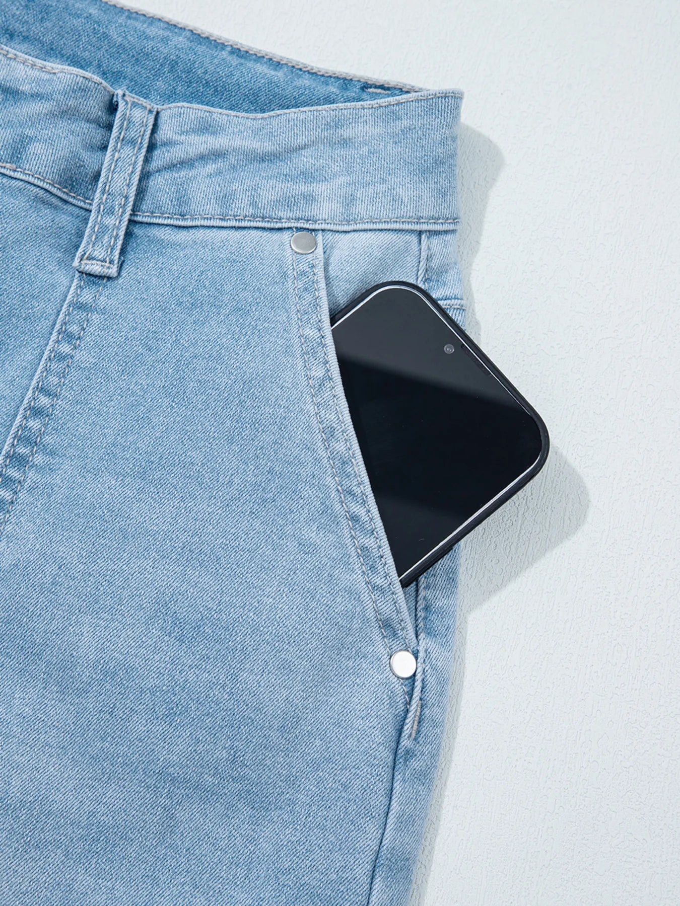 High Rise Relaxed Jeans with Barrel Cut and Patch Pockets - MegaSuperStar