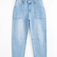 High Rise Relaxed Jeans with Barrel Cut and Patch Pockets - MegaSuperStar