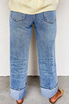 ✨ High-Waisted Wide-Leg Jeans with Cuffed Hem for Trendy Comfort ✨ thumbnail