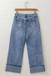 ✨ High-Waisted Wide-Leg Jeans with Cuffed Hem for Trendy Comfort ✨ thumbnail