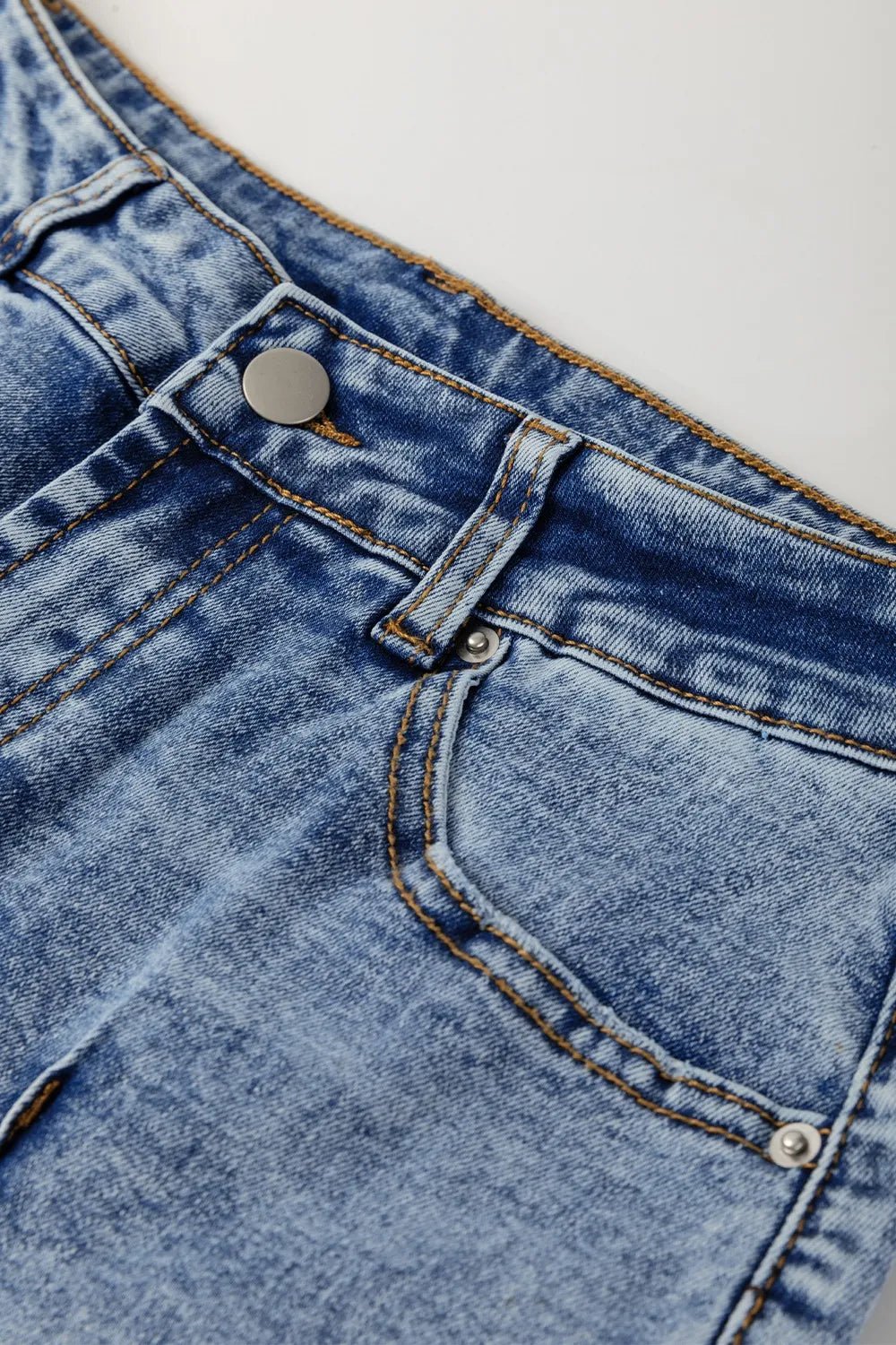 High - Waisted Wide - Leg Cuffed Jeans - MegaSuperStar