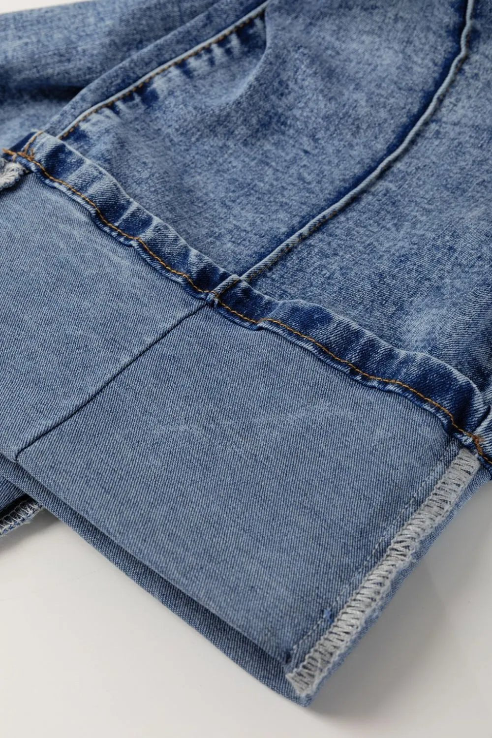 High - Waisted Wide - Leg Cuffed Jeans - MegaSuperStar