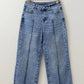 High - Waisted Wide - Leg Cuffed Jeans - MegaSuperStar