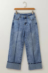 ✨ High-Waisted Wide-Leg Jeans with Cuffed Hem for Trendy Comfort ✨ thumbnail