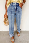 ✨ High-Waisted Wide-Leg Jeans with Cuffed Hem for Trendy Comfort ✨ thumbnail