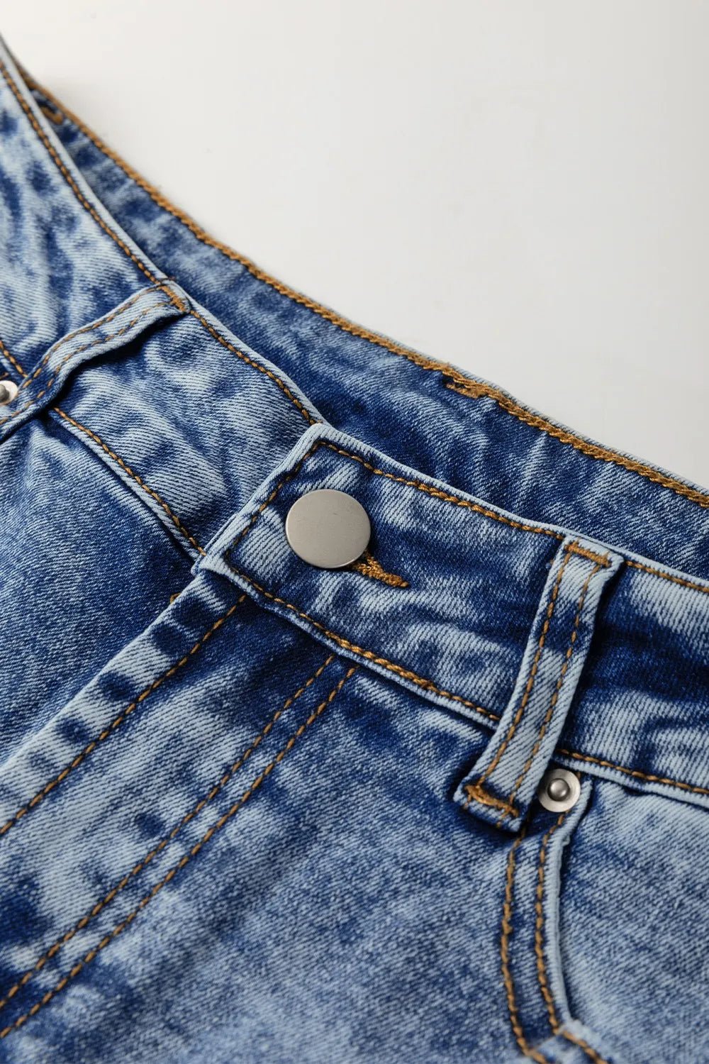 High - Waisted Wide - Leg Cuffed Jeans - MegaSuperStar