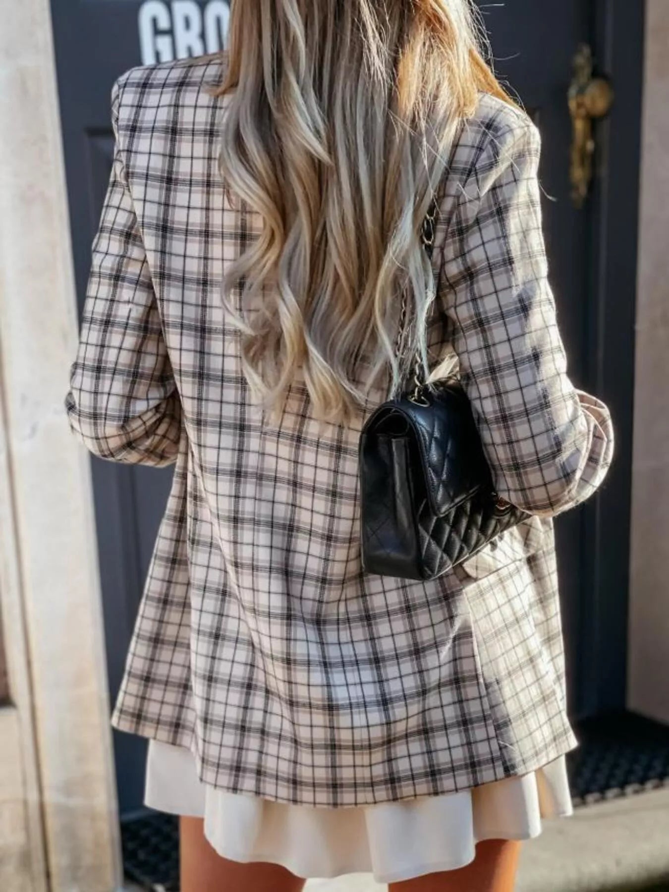 Houndstooth Double - Breasted Blazer - MegaSuperStar