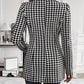 Houndstooth Print Lapel Collar Blazer - MegaSuperStar