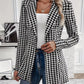Houndstooth Print Lapel Collar Blazer - MegaSuperStar