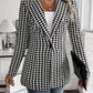 Houndstooth Print Lapel Collar Blazer - MegaSuperStar