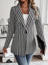 Houndstooth Blazer with Lapel Collar for Stylish Elegance thumbnail