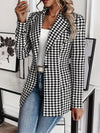 Houndstooth Blazer with Lapel Collar for Stylish Elegance thumbnail