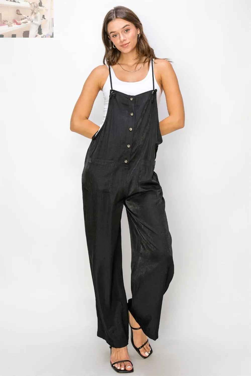 HYFVE Half Button Sleeveless Jumpsuit for Effortless Chic Style - MegaSuperStar
