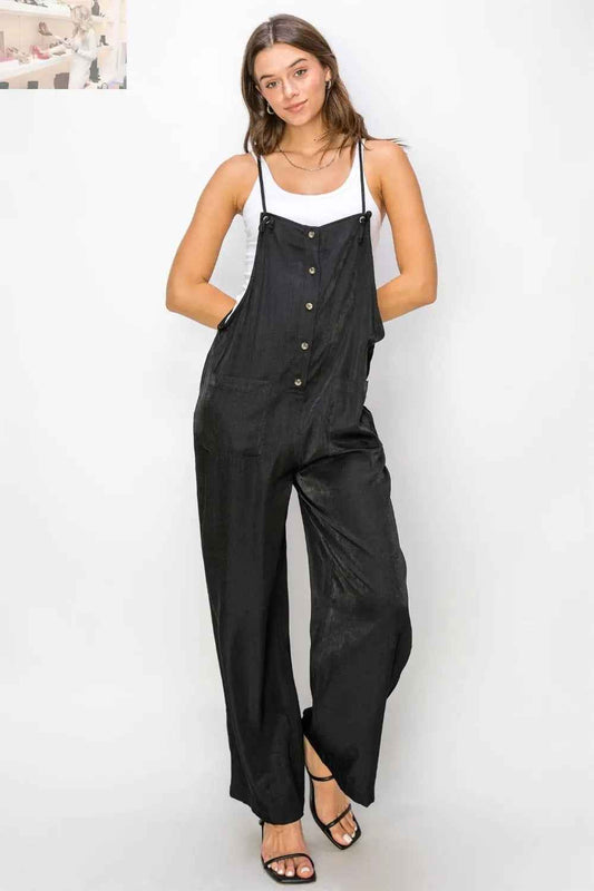 HYFVE Half Button Sleeveless Jumpsuit for Effortless Chic Style - MegaSuperStar
