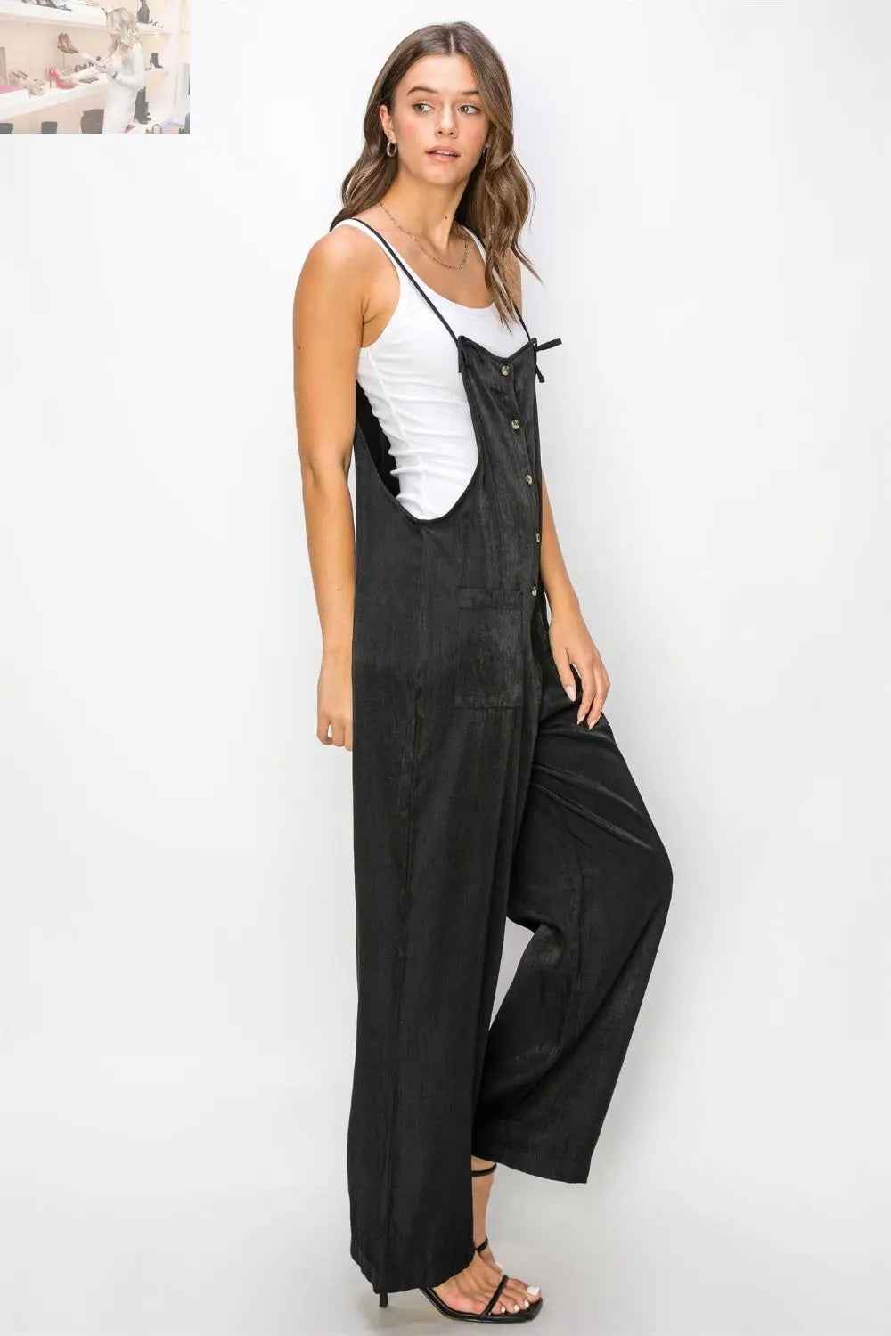 HYFVE Half Button Sleeveless Jumpsuit for Effortless Chic Style - MegaSuperStar