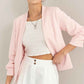 HYFVE Open Front Ruched Sleeve Blazer - Stylish HYFVE Blazer with Ruched Sleeves - MegaSuperStar