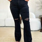 Judy Blue Distressed Flare Jeans in Full Size with High Waist Design - MegaSuperStar