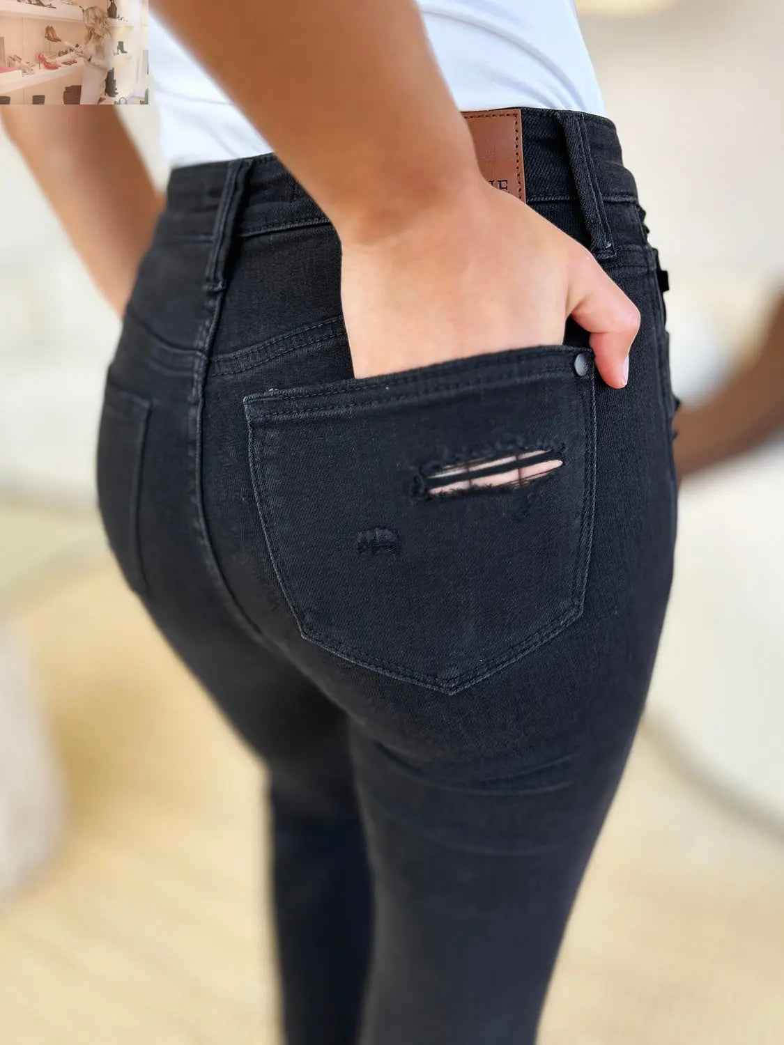 Judy Blue Distressed Flare Jeans in Full Size with High Waist Design - MegaSuperStar
