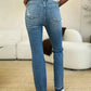 Judy Blue Distressed Jeans - Full Size Mid Rise with Destroyed Hem - MegaSuperStar
