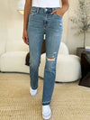 💕 Judy Blue Distressed Jeans - Full Size Mid Rise with Destroyed Hem 💕 thumbnail