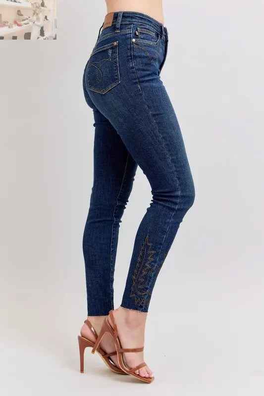 Judy Blue Plus Size Embroidered Skinny Jeans for a Stylish Fit - MegaSuperStar