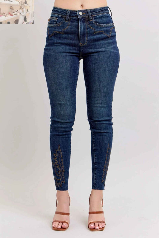 Judy Blue Plus Size Embroidered Skinny Jeans for a Stylish Fit - MegaSuperStar