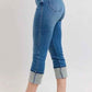 Judy Blue Plus Size Skinny Cuff Capris Jeans with Pockets - MegaSuperStar
