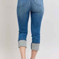 Judy Blue Plus Size Skinny Cuff Capris Jeans with Pockets - MegaSuperStar