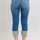 Judy Blue Plus Size Skinny Cuff Capris Jeans with Pockets - MegaSuperStar
