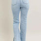 Judy Blue Plus Size Tummy Control Jeans with Vintage Wash and Side Slit Slim Boot Cut - MegaSuperStar