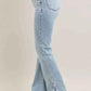 Judy Blue Plus Size Tummy Control Jeans with Vintage Wash and Side Slit Slim Boot Cut - MegaSuperStar