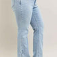 Judy Blue Plus Size Tummy Control Jeans with Vintage Wash and Side Slit Slim Boot Cut - MegaSuperStar