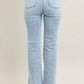 Judy Blue Plus Size Tummy Control Jeans with Vintage Wash and Side Slit Slim Boot Cut - MegaSuperStar