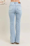 💕 Judy Blue Plus Size Tummy Control Jeans with Vintage Wash and Side Slit Slim Boot Cut 💕 thumbnail