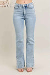 💕 Judy Blue Plus Size Tummy Control Jeans with Vintage Wash and Side Slit Slim Boot Cut 💕 thumbnail