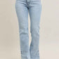 Judy Blue Plus Size Tummy Control Jeans with Vintage Wash and Side Slit Slim Boot Cut - MegaSuperStar