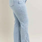 Judy Blue Plus Size Tummy Control Jeans with Vintage Wash and Side Slit Slim Boot Cut - MegaSuperStar