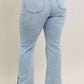 Judy Blue Plus Size Tummy Control Jeans with Vintage Wash and Side Slit Slim Boot Cut - MegaSuperStar