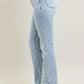 Judy Blue Plus Size Tummy Control Jeans with Vintage Wash and Side Slit Slim Boot Cut - MegaSuperStar