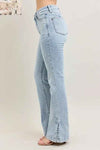 💕 Judy Blue Plus Size Tummy Control Jeans with Vintage Wash and Side Slit Slim Boot Cut 💕 thumbnail