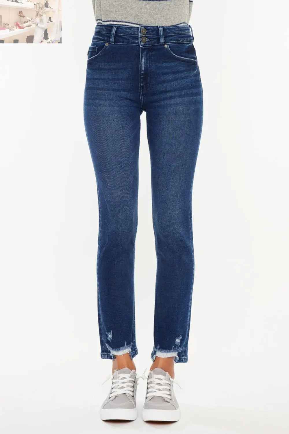 Kancan High Rise Slim Straight Jeans - MegaSuperStar