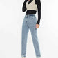 Kancan High Rise Straight Jeans with Raw Hem for Trendy Style - MegaSuperStar