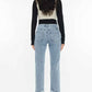 Kancan High Rise Straight Jeans with Raw Hem for Trendy Style - MegaSuperStar
