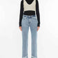 Kancan High Rise Straight Jeans with Raw Hem for Trendy Style - MegaSuperStar