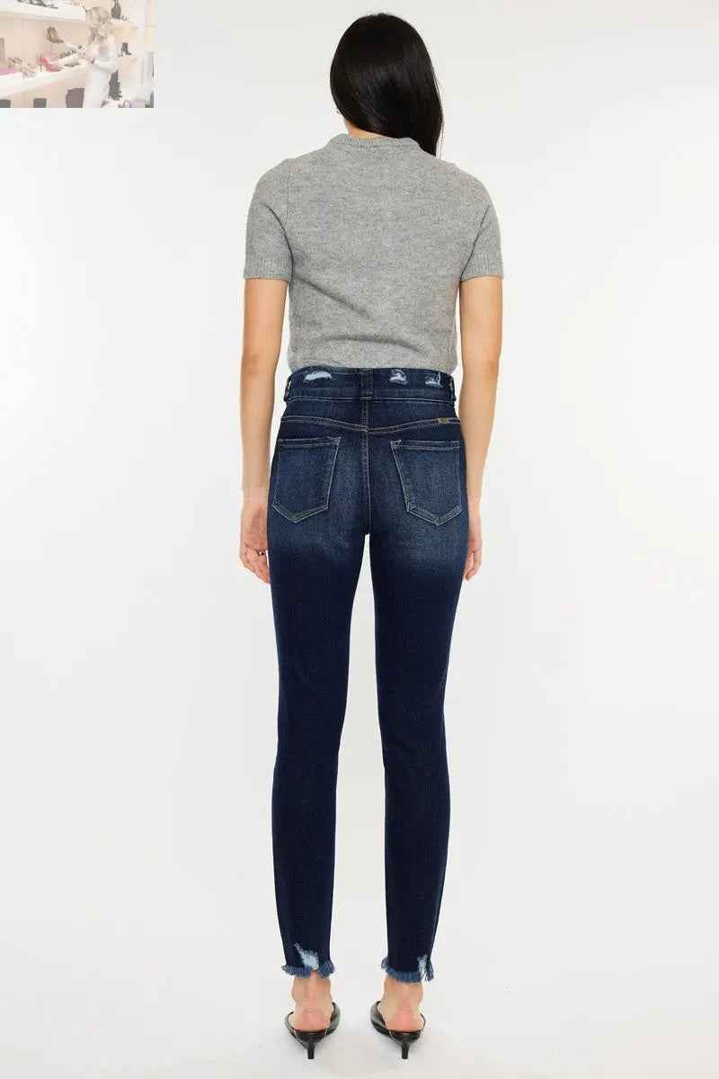 Kancan High Waist Jeans - Full Size Cat's Whiskers Raw Hem Style - MegaSuperStar