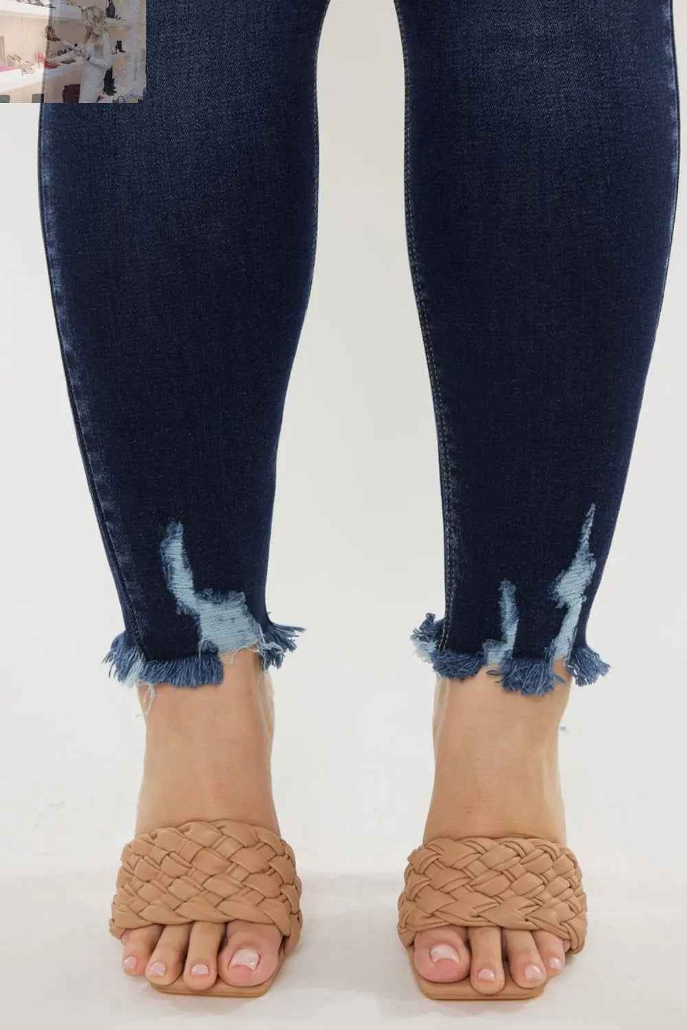 Kancan High Waist Jeans - Full Size Cat's Whiskers Raw Hem Style - MegaSuperStar